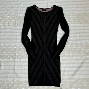 Torn by Ronny Kobo black knit long sleeve mini body con dress size xs